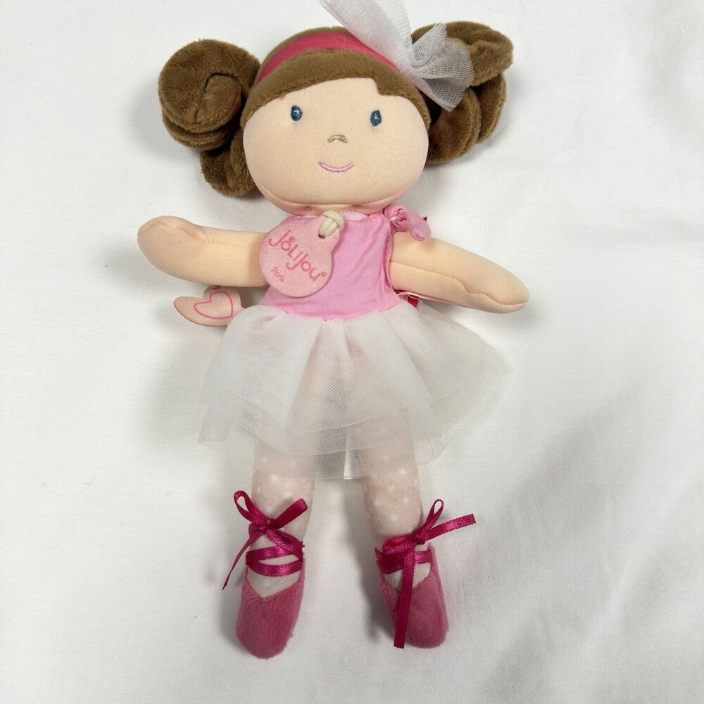 JoLijou Plush Doll Paris Les Tutus de Doudou Ballerina Doll Brown Hair Blue Eyes
